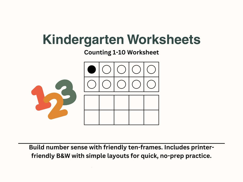 Counting 1–10 (Ten-Frames) Worksheet (Printable PDF)