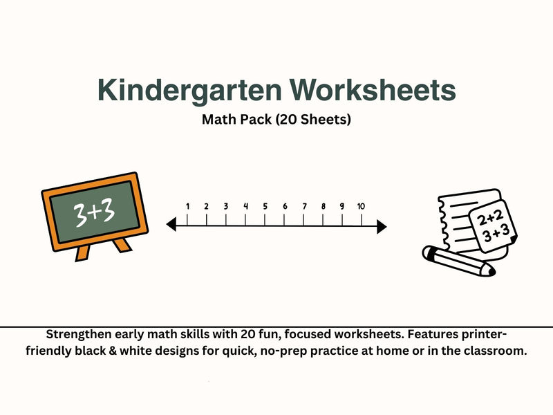 Kindergarten Math Pack (20 Sheets)